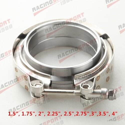1.5" 1.75" 2" 2.25" 2.5" 2.75" 3" 3.5" 4"Turbo Exhaust V-Band Clamp & Mild Steel Male/Female Flange Kit