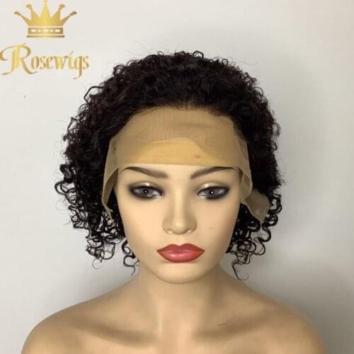 Pixie Cut Short Curly Bob 13*4 Front Lace 4x4 Closure Virgin Human Hair Wigs For Black Women Limited Time Sale