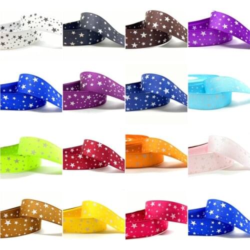 5yards 1" 25MM Grosgrain Ribbon Printed Stars for Christmas Wedding Decoration DIY Sewing Handmand Craft Accessories