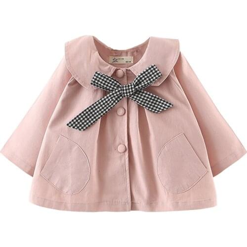 2019 Newborn Kids Girl Jackets Baby Windbreaker Coat Cute Bow Baby Fashion Outerwear Infant For Girls 0-24M Children Clothes