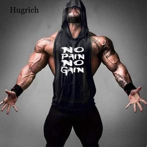 2021 New Men Bodybuilding Cotton Tank Top Gyms Fitness Hooded Vest Sleeveless Shirt Summer Casual Fashion Workout Brand Clothing