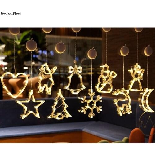 Lovely LED Christmas Decoration Sucker Lamp Christmas Tree Bell Santa Claus Elk Snowman Love Star Pendant Christmas Tree Outdoor