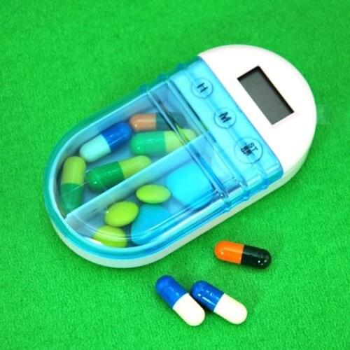 Pill Case Mini Portable Reminder Drug Box Storage Plastic Pill Box WithTimer Weekly Pillbox Medication Organizer Alarm Cases