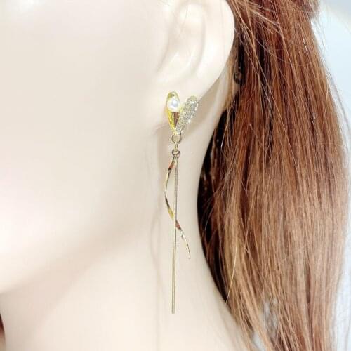 Europe and the United States popular fashion earrings accessories S925 needle beads love tassel earrings pendant micro inset sto