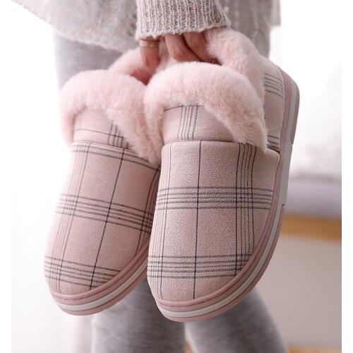 Fashion Women Warm Ankle Boots Lattice Snow Slip On Winter Fur Shoes Soft Sole Men Ladies Comfortable shoes