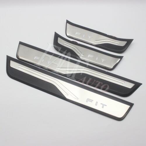 Car Styling Stainless Steel Door Sill Scuff Plate Guard Sills Protector Trim For Honda Fit 2021 2022 4TH