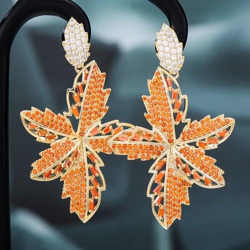 New Trendy Gorgeous Leaf Drop Earrings for Noble Women Bridal Wedding Earrings Jewelry Ladies Daily Accessories korean earrings