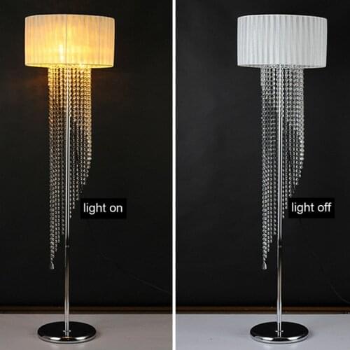 Foot switch button switch Floor Lamp E14 metal cloth fabric crystal brilliant floor light wedding glass Floor standing Light