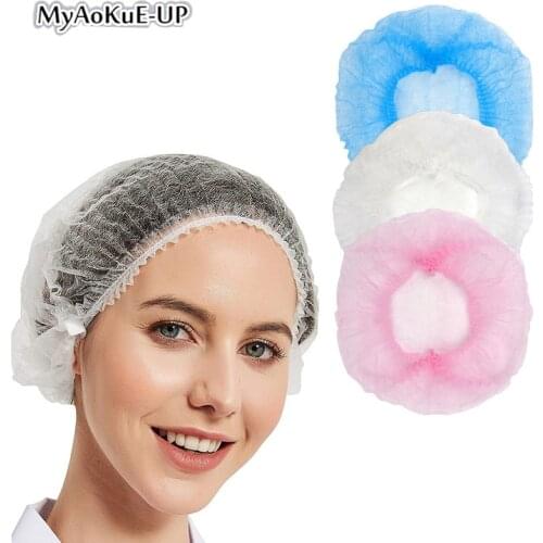 100pcs Disposable Bath Hat Elastic Mesh Shape Shower Cap For Eyelash Extension Clear Waterproof Hair Salon Bathroom Supplies