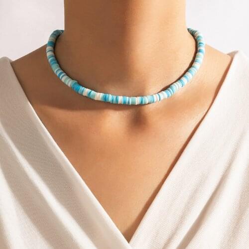 HuangTang Bohemian Colorful Soft Film Choker Necklace for Women Charming Clavicle Chain Ethnic Jewelry on the Neck Party 19153