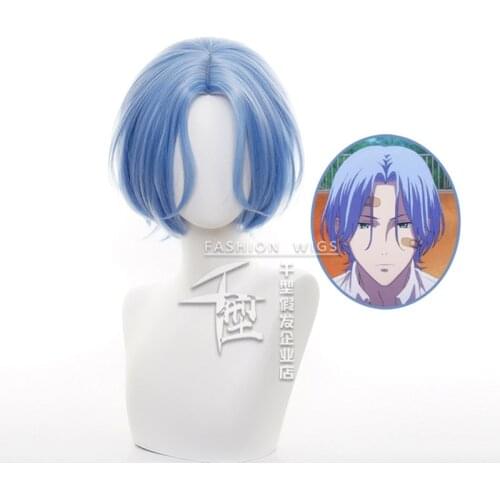 Anime SK8 the Infinity Langa Hasegawa Wig Cosplay SK∞ Costume Headwear Blue Synthetic Hair Accessroies