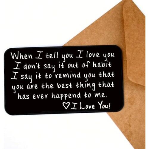 Anniversary Gifts for Men Engraved Wallet Insert, I Love You Metal Wallet Card Insert, Mini Love Note, Anniversary Card