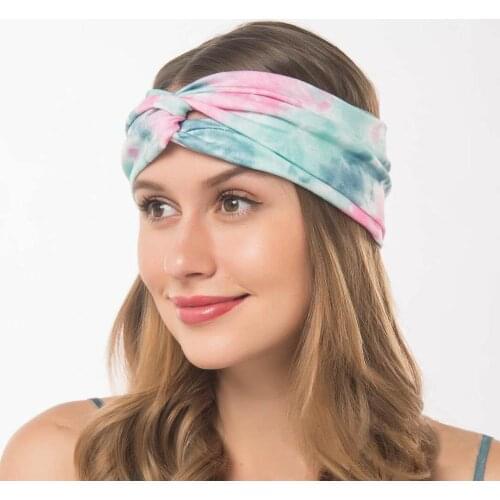 Headband For Women New Tie-Dye Hairband Vintage Cross-Top Knot Soft Sports Head Band Elasitc Hair Accessories