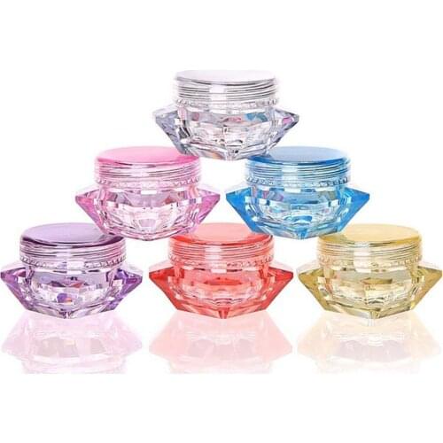 50Pcs 5ML Jars Contain Sample Empty Container Plastic Clear Cosmetic Pot Jars with Lids Diamond-shape Makeup Jars Sample jars