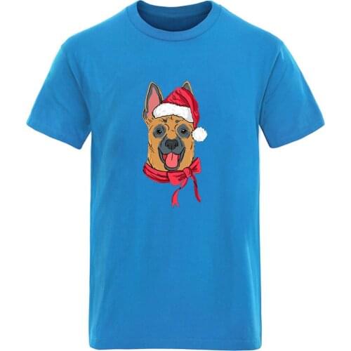 Christmas Dogs Print Oversize Round Neck Mens T-shirts Harajuku Short Sleeve Clothing Tees Hipster S-3XL Black Ropa De Hombre