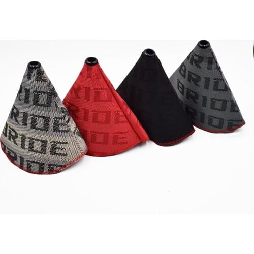 JDM Style Bride Canvas Shift Boot Lever Knob Cover Racing Shift Knob Collars for Universal Car With Red Stitching