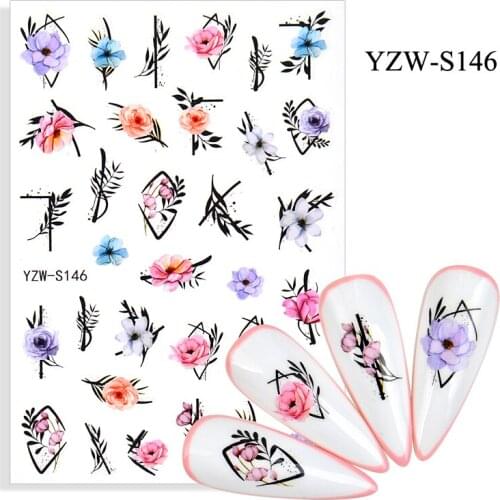3D Stickers for Nails Spring Summer Self-adhesive Sticker Charming Rose Flower Branch Nail Art Decorations Nail Foil Accessories