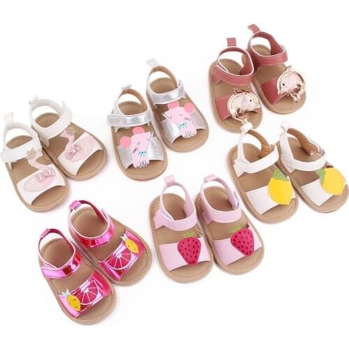 Cute Baby Girl Sandales Newborn Summer Shoes Toddler Princess Rubber Sole Cartoon Mouse Flats for 1 Year Infant Leather Sandalen