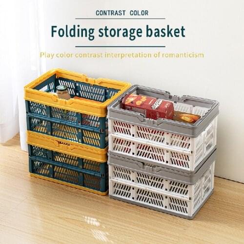 Collapsible Shopping Baskets, Folding Picnic Basket with Handle Portable Food Storage Container