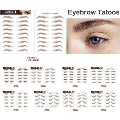 10 Pair/Sheet Eyebrows Tattoo Water Transfer Fake Tattoo Semi-Permanent 6D Eyebrows Sticker Eye Brows Sticker Soft Makeup Kit