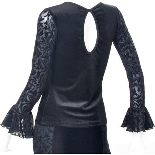 V Neck Latin Tops Ballroom Dance Shirt Modern Dancewear Adult Performance Dance Costume Autumn Dress Women Latin Dress I182