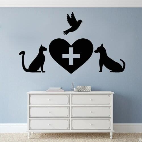 Veterinary Clinic Wall Decal Pets Clinic Logo Signboard Vinyl Wall Sticker for Pets Clinic Decoration Removable Wallpaper X744