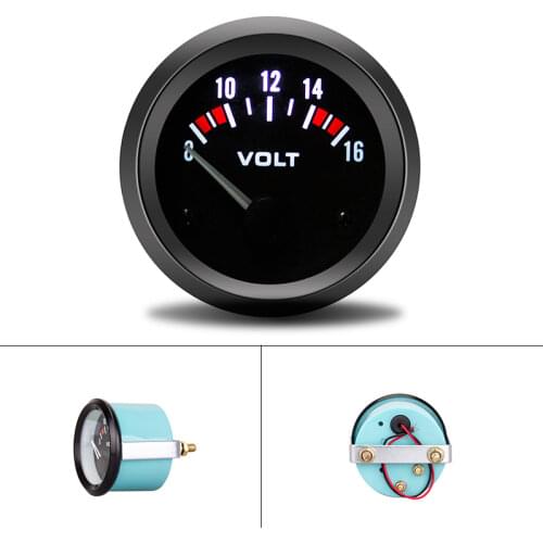 2inch LED Electrical Car Voltmeter Gauge VOLTS Car Gauge 52mm VOLT Meter 12V Auto Instrument Voltage Meters 8~16V Black Bezel
