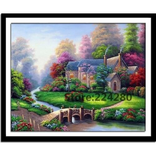 Forest hut scenery Needlework, Cross stitch kits Stylish for Embroidery,Patterns 14CT DIY Handmade