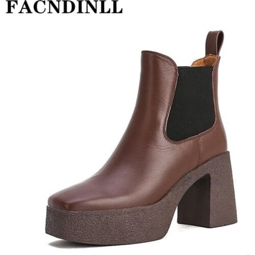 Quality Women Ankle Boots New Fashion Autumn Winter Thick High Heels Platform Black Dress Office Lady Shoes Short Boots Size 40