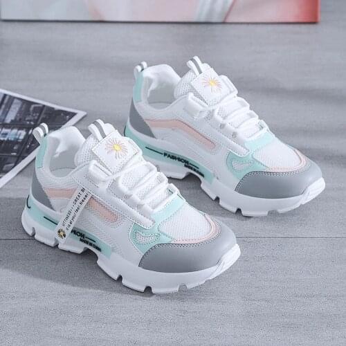 Spring Korean Platform Sneakers Women Shoes Thick Bottom Chunky Sneakers Breathable Mixed Colors Slip On Casual Shoes Woman 2021