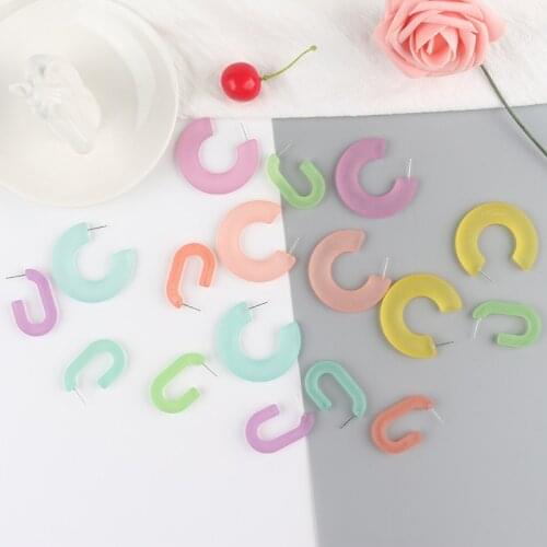 Origin Summer Sweet Multiple Rainbow Gradient C Shape Hoop Earrings for Women Romantic Chunky Circle Statement Earring Jewelry