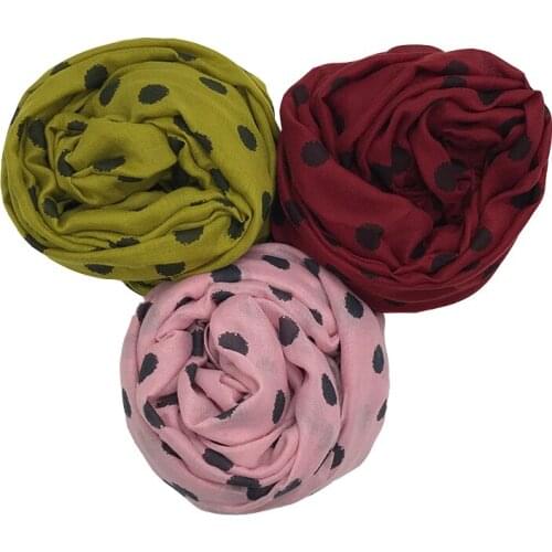 Women Long Polk Shawl Scarf Warp Dots Print Pattern Stole bandana muslim headscarf Islamic hijab Women muffler Popular shawls