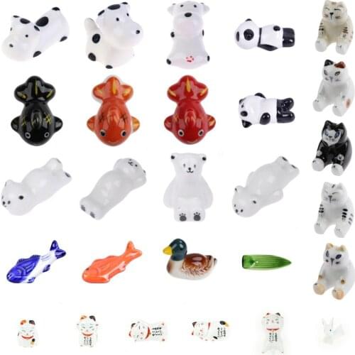 1pc Wood Ceramic Chopsticks Holder Stand Cute Animal Design Chopstick Rack Pillow Care Rest Kitchen Craft Tableware Decoration