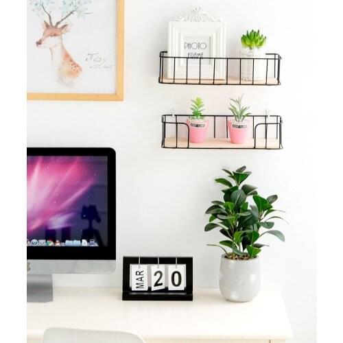 1PC Iron Wood Storage Shelf Sundries Wall Holder Nordic Kitchen Bedroom Wall Shelves Rack Crafts Display Rack JL 245