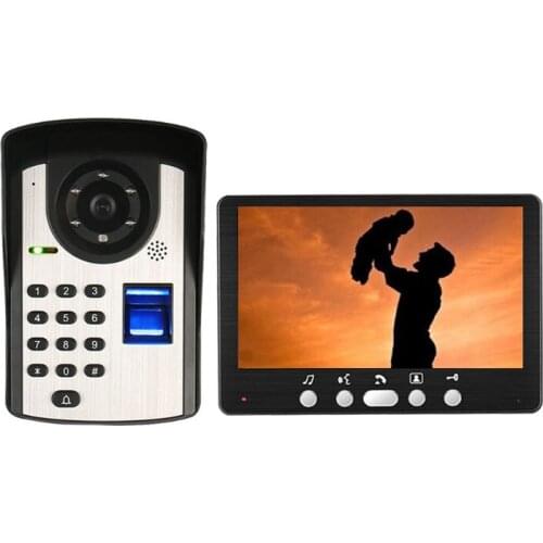 7 inch Wired Fingerprint /Password Video Door Phone Doorbell Intercom System with Door Access Control System Kits Camera/Monitor