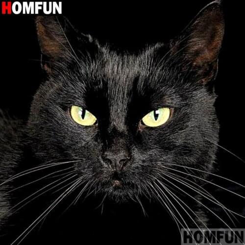 Homfun Full Square/Round Drill 5D DIY Diamond Painting "Animal cat" 3D Embroidery Cross Stitch Home Decor Gift A10670