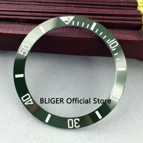 BLIGER 38MM High quality Green Ceramic Bezel White Marks Watch Bezel Inset Fit 40MM Watch CASE SUB Automatic Movement Watch BB12