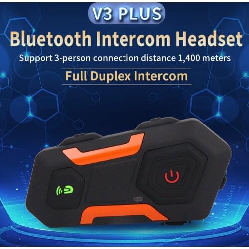 V3 PLUS BT Interphone Motorcycle Helmet Intercom Wireless Bluetooth Headset Waterproof Intercom FM Raido