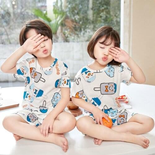 Kids Boys Sleepwear Summer Cotton Pajamas Sets Children Homewear for Boy Pyjamas Kids Nightwear 2-12Y Baby Pijamas Clothes