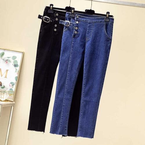 Autumn New Skinny Jeans for Women Plus Size 4XL High Waist Stretch Jeans Woman Fashion Slim Blue Black Denim Pencil Pants HK439
