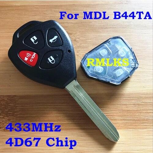 FCC ID: MDLB44TA 4 Buttons Remote Key fob 433Mhz with 4D67Chip for Toyota RAV4 Hilux MDLB44TA Unvut TOY43 Blade