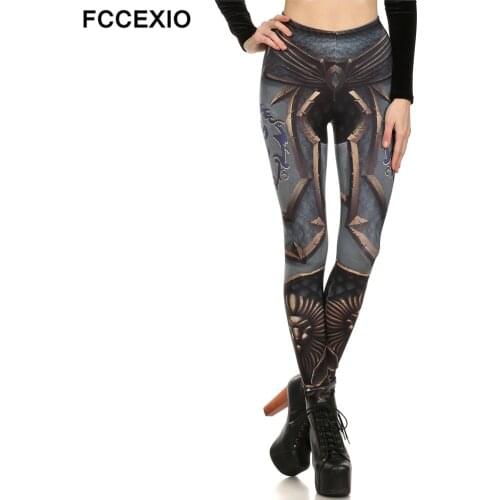 FCCEXIO 2019 New Brand Summer Fashion Design Legins Alliance Leggins 3D Printed High Quaily Women Leggings Pants