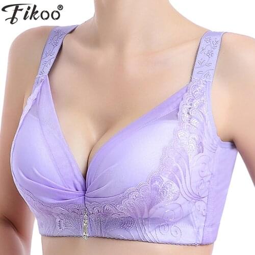 Fikoo Sexy Wire Free Plus Size Bra for Women C D Cup Push up Comfort Underwear Intimates Brassiere Lingerie Big Size 44D 46D