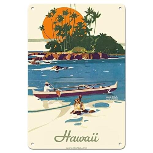 Hawaii - SS Malolo - Matson Line (Matson Navigation Company) - Ocean Linerby Maurice Logan c.1929 Metal Tin Sign