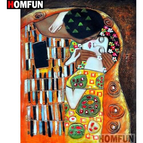 HOMFUN Full Square/Round Drill 5D DIY Diamond Painting "Oil painting couple" 3D Embroidery Cross Stitch 5D Home Decor A13762