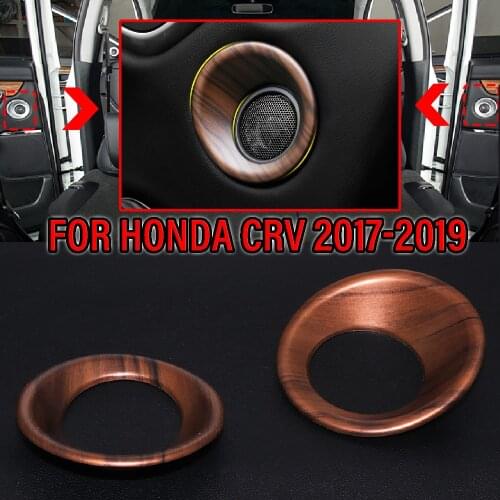JEAZEA 2x Peach Wood Grain Pillar Audio Loudspeaker Sound Panel Cover Trim Decals Car Styling Fit For Honda CRV 2017 2018-2021