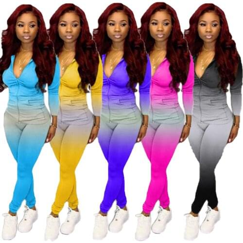 Two Piece Set Women Printed Pocket Long Sleeve Jacket Tops Pants 2 Piece Sets Womens Outfits Casual Fashion Slim Hoodie Women