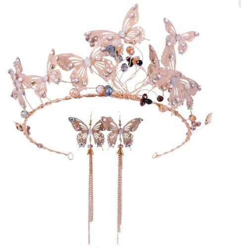 LAN PALACE new butterfly earrings and Diadem Tiaras wedding and birthday Accessories Hair Jewelry for women free shipping