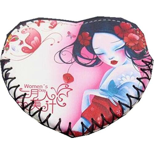M338 Cartoon Girl Cat Printing Coin Zero Purse Love Shape Manual Hemming Key Coin Purses Wallet