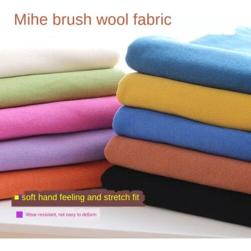 Width 64'' Denim Brush Plush Rib Fabric By The Half Yard For Childrens Wear Pants Sports Suit Coat Material